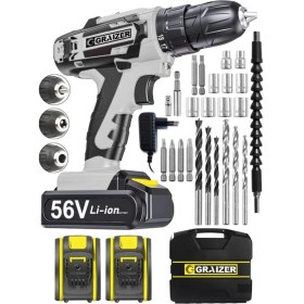 Resim Graizer V-Tec 56 V 5 Ah Çelik Motor Çelik Şanzuman Darbeli Şarjlı Çift Akülü Vidalama Matkap 