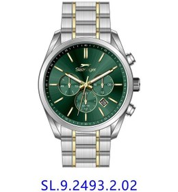 Resim Slazenger Sl.09.2493.2.02 Quartz Çelik Altın/gri Yeşil Kadran 42 Mm Erkek Kol Saati Gri 