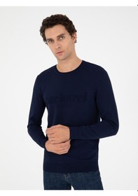 Resim Cacharel Lacivert Slim Fit Bisiklet Yaka Triko Kazak 
