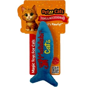 Resim PetzzCats Fishy Matatabi ve Çıngırak Sesli Peluş Kedi Oyuncağı Mavi 13x5 Cm 