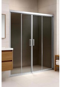 Resim Duşakabin Füme Temper Cam Elegant Seri Ön Cephe Krom Profil - Yükseklik: 190 Cm Krom 