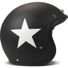 Resim DMD Jet Retro Star Black Açık Motosiklet Kaskı 