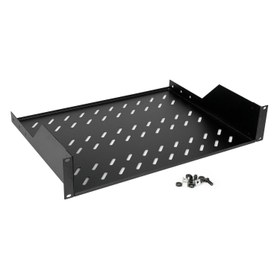 Resim Lande 2U Sabit Raf | 19'' Rack Uyumlu | 350 mm Derinlik | 15 kg Taşıma Kapasitesi | Siyah (RAL 9005) 