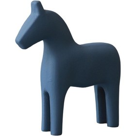 Resim Homyl Küçük Ahşap At Heykeli Ofis Masaüstü Sehpa Için Mavi 