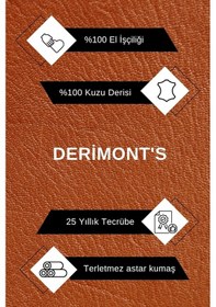 Resim Deriwork Hakiki Kuzu Derisi Klasik Fermuarlı Erkek Deri Ceket Siyah Siyah 