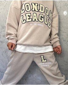 Resim Cg Kids London League Süzüne Nakış İşlemeli 3 İplik Alt Üst Takım Süper Kalite Kumaş Ekru 