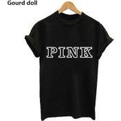 Resim Qianyi Harajuku Moda Pembe Mektup Baskılı Kawaii Rahat O-neck Kadın T-shirtbej 