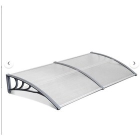Resim Kapı Üstü Pratik Sundurma 200 X 80 Cm Gri Ayak Şeffaf Levha Gri 