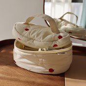 Resim Elma Çiçeği Nakışlı Minimalist Kozmetik Kılıfı - Fermuarlı Polyester Yumuşak Taşınabilir Makyaj Çantası, Polyester Astarlı Büyük Kapasiteli Su Geçirmez Olmayan Tuvalet Düzenleyici 