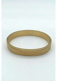 Resim Takı Gezegeni Simli Sade Gold Paslanmaz Çelik Kelepçe Bileklik Gold 