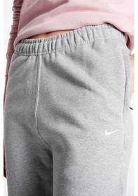 Resim Nike Solo Swoosh Fleece Pant Pamuklu Şardonlu Bol Kesim Yüksek Bel Kadın Eşofman Altı Gri 