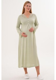 Resim Mecit Pijama Mecit 6305 Yeşil Hamile Lohusa Gecelik 