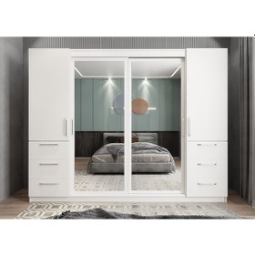 Resim Bella Sürgü Kapaklı Dolap Gardırop Beyaz 270cm- Montaj Dahil 