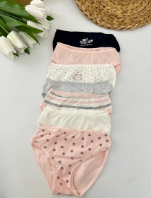 Resim Kız Çocuk Kedi Desenli 7'li Slip Külot Seti 