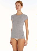 Resim U.S. Polo Assn. U.S. Polo Assn. Kadın Gri Melanj Kısa Kollu Yuvarlak Yaka T-Shirt 