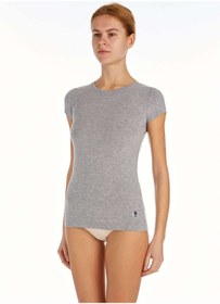 Resim U.S. Polo Assn. U.S. Polo Assn. Kadın Gri Melanj Kısa Kollu Yuvarlak Yaka T-Shirt 