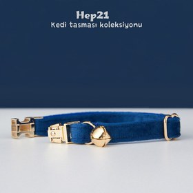 Resim Cat Collar Velvet Cat Collar with Bell 515888 - Ice Blue Collar / L 