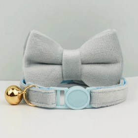 Resim Bow Tie Cat Collar Safety Bell Cat Collar - Ice BLUE Leash + Bow Tie / S/M 