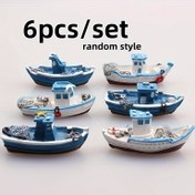 Resim 6'lı set, Reçine tekne, kum tablası aksesuarları, mikro peyzaj dekorasyonu, akvaryum süsü, rastgele stil, 5.0 cm 
