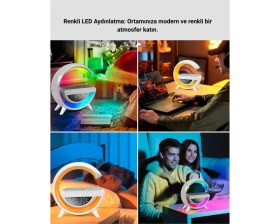 Resim Eco Lounge 13 Renk Seçenekli Kablosuz Şarj Cihazlı LED Lamba 