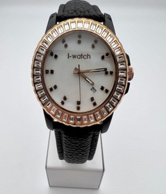 Resim i-watch Siyah Kordon Takvimli Şık Spor Unisex Kol Saati 