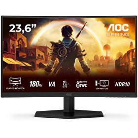 Resim AOC C24G42E 24" 180 Hz 0.5 MS FreeSync HDR10 Fast VA Oyuncu Monitörü 
