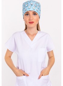 Resim Master Likra Mavi Diş Desenli Doktor Hemşire Hastane Diş Hekimi C 