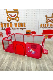 Resim ÖYKÜ BEBEK DUNYASI Çocuk Oyun Parkı Futbol Sahası Yürüme Öğrenme Çiti Yüksek Korumalı Basketbol Potalı 225x122x65 