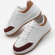 Resim Marjin Kadın Sneaker Kalın Taban Süet Detay Spor Ayakkabı Hinos Bordo 
