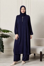 Resim Kadın Büyük Beden Ayrobin Fermuarlı 2'li Takım - Lacivert / 2XL 