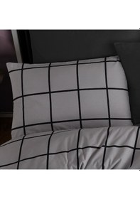 Resim Coté Blanc Karo Gri %100 Pamuk 2'Li Yastık Kılıfı 