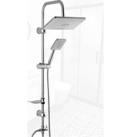 Resim Beyaz Rusya Yeni Nesil Siyah Robot Tepe Yağmurlama Duş Seti Duş Başlığı Duş Hortum Krom 