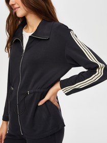 Resim Faik Sönmez Kadın Beli Tünelli Modallı Eşofman Üstü 25YUS25ESU007 - Siyah / 2XL 