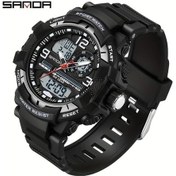 Resim Oldfriend Sanda Erkek Spor Saati Siyah Gümüş Kronograf 5atm Su Geçirmez Led Aydınlatmalı Diğer 