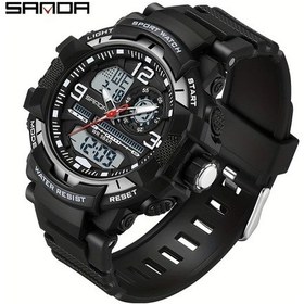 Resim Oldfriend Sanda Erkek Spor Saati Siyah Gümüş Kronograf 5atm Su Geçirmez Led Aydınlatmalı Diğer 