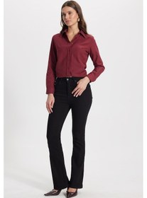 Resim Tudors Kadın Regular Fit Klasik Kesim Pamuklu Likralı İspanyol Paça Siyah Jean Kot Pantolon-50789 