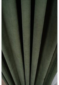 Resim Kadife Dokulu Ada Fon Perde Salon Yatak Odası Yeşil 