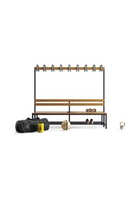 Resim Ayakkabılıklı 6 Ayaklı Çift Taraflı Bank, 18 Kanca, 200x85x170 Cm, Spor Bankı 