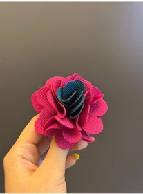 Resim 2 Renkli Kabartma Çiçek Kadın Broş Yaka Türban İğnesi 7 x 7 CM Pembe 