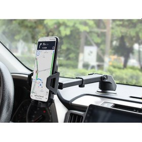 Resim Vantuzlu Cama Ve Göğüse Yapışan Ayarlanabilir Araç Telefon Tutucu Vantuz Yapışkanlı Telefon Tutacağı Siyah 
