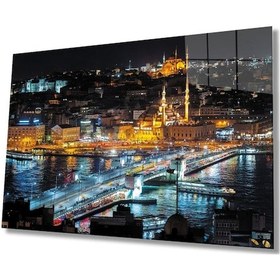 Resim Miyrem Glasses Collection -a1^ Istanbul Gece Manzarası 4mm Dayanıklı Cam Tablo Temperli Cam 