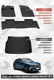 Resim Sahler Togg T10x 2023-2025 4.5d Pro Premium Havuzlu Oto Paspas Ve Liner 3d Bagaj Havuzu - T10x 