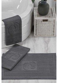 Resim 3 Lü Banyo Ayak Havlusu %100 Pamuklu 50x70 Cm Antrasit Çok Renkli 