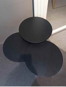 Resim Ahşap Masif Siyah Mantar Sehpa 3 Lü Doğal Zigon Ve Fiskos Sehpa Seti - Dekoratif Çiçeklik Siyah 