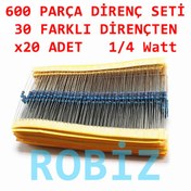 Resim Robizstore-600 Parça Direnç Seti - 0.25W 30 Farklı Dirençten 20Şer Adet 