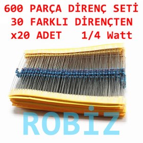 Resim Robizstore-600 Parça Direnç Seti - 0.25W 30 Farklı Dirençten 20Şer Adet 