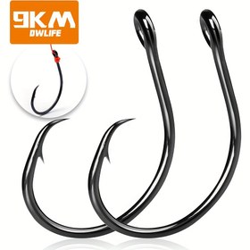 Resim 25'li Paket Ağır Hizmet Tipi Yüksek Karbonlu Çelik Tuzlu ve Tatlı Su Dairesel Balıkçılık İstakaları - Geniş Aralığa Sahip Ofset Olmayan Hat Üzerindeki Tasarım, Keskin Uç İşaretler & Barb Tutma ve Bırakmaya Özel, Dev Oyuncuklar (Levrek, Somon, Alabalık, Şerit Levrek, Şirinbalık) için büyük boyutlardaki balıklara uygundur. Boyut: 11 farklı şekilde mevcut: #4, #2, #1, 1/0, 2/0, 3/0, 4/0, 5/0, 6/0, 7/ 0, Ekstra Büyük Balıkçı Kancalar,Balıkçılık Aksesuarları ve Ekipmanlar, 