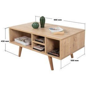 Resim 2022 Sina Orta Sehpa Ahşap Ayaklı , Safir , Salon , Orta Odası , Ofis Safir Meşe 