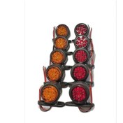 Resim Ahmet Otomotiv 10 Adet Mercekli Mini Takoz 12 Ledli Sarı-kırmızı 12v-24v 