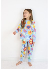 Resim Kız Pijama Takımı Mavi 